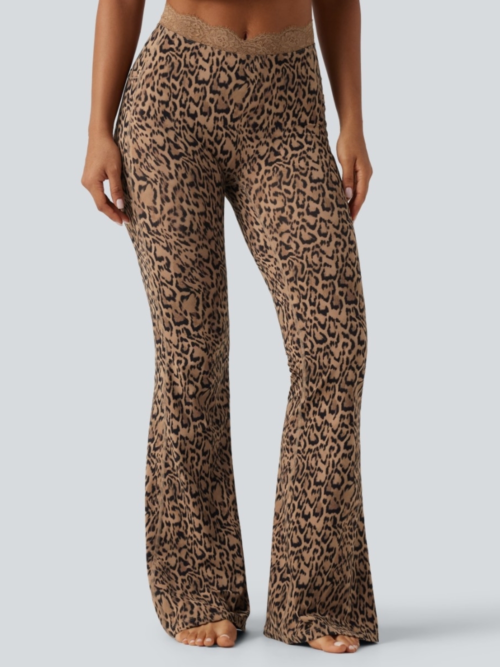 💕Halara Leopard Print Wide-Leg Pants Tan/Black💕